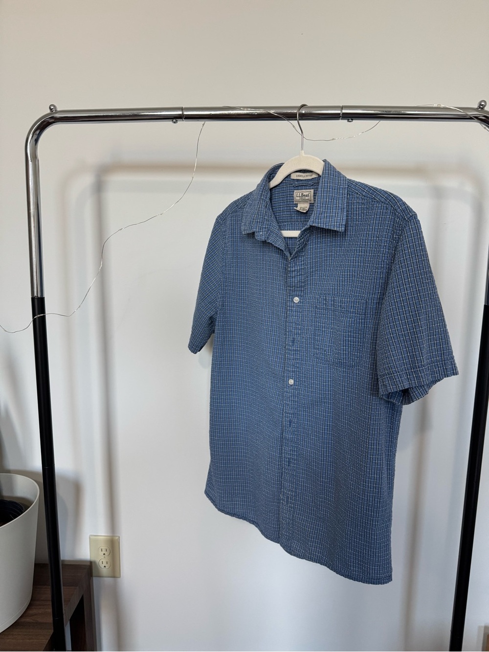 L.L. Bean Men's Short-Sleeve Button-Down Shirt in Blue Check